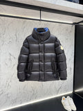 Moncler Black Cobalt-Lined Box-Quilt Short Down Jacket