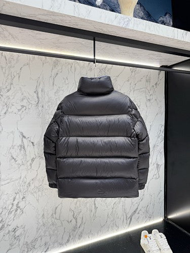Moncler Black Cobalt-Lined Box-Quilt Short Down Jacket