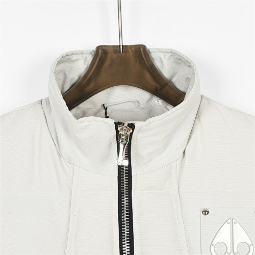 Moose Knuckles Cream Embroidered Down Vest