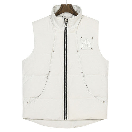 Moose Knuckles Cream Embroidered Down Vest