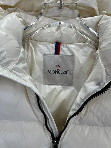 Moncler Cream Hooded Gloss Down Jacket