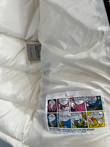 Moncler Cream Hooded Gloss Down Jacket