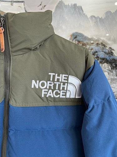 The North Face Olive & Blue Nuptse 700-Fill Down Jacket