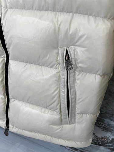 Moncler Cream Hooded Gloss Down Jacket