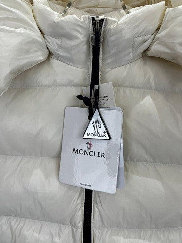 Moncler Cream Hooded Gloss Down Jacket