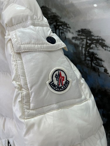 Moncler Cream Hooded Gloss Down Jacket