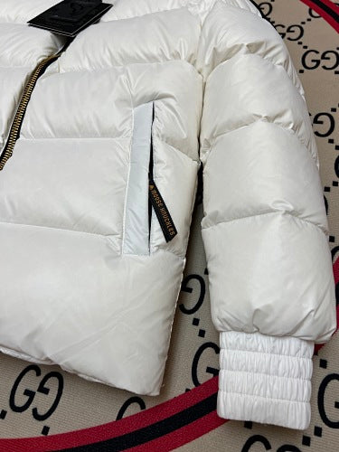 Moose Knuckles White Glossy Short Down Puffer Jacket