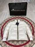 Moose Knuckles White Glossy Short Down Puffer Jacket
