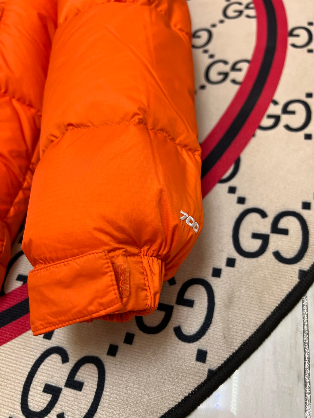 The North Face Orange & Black Nuptse 700-Fill Down Jacket