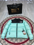 The North Face Mint Green & Black Nuptse 700-Fill Down Jacket