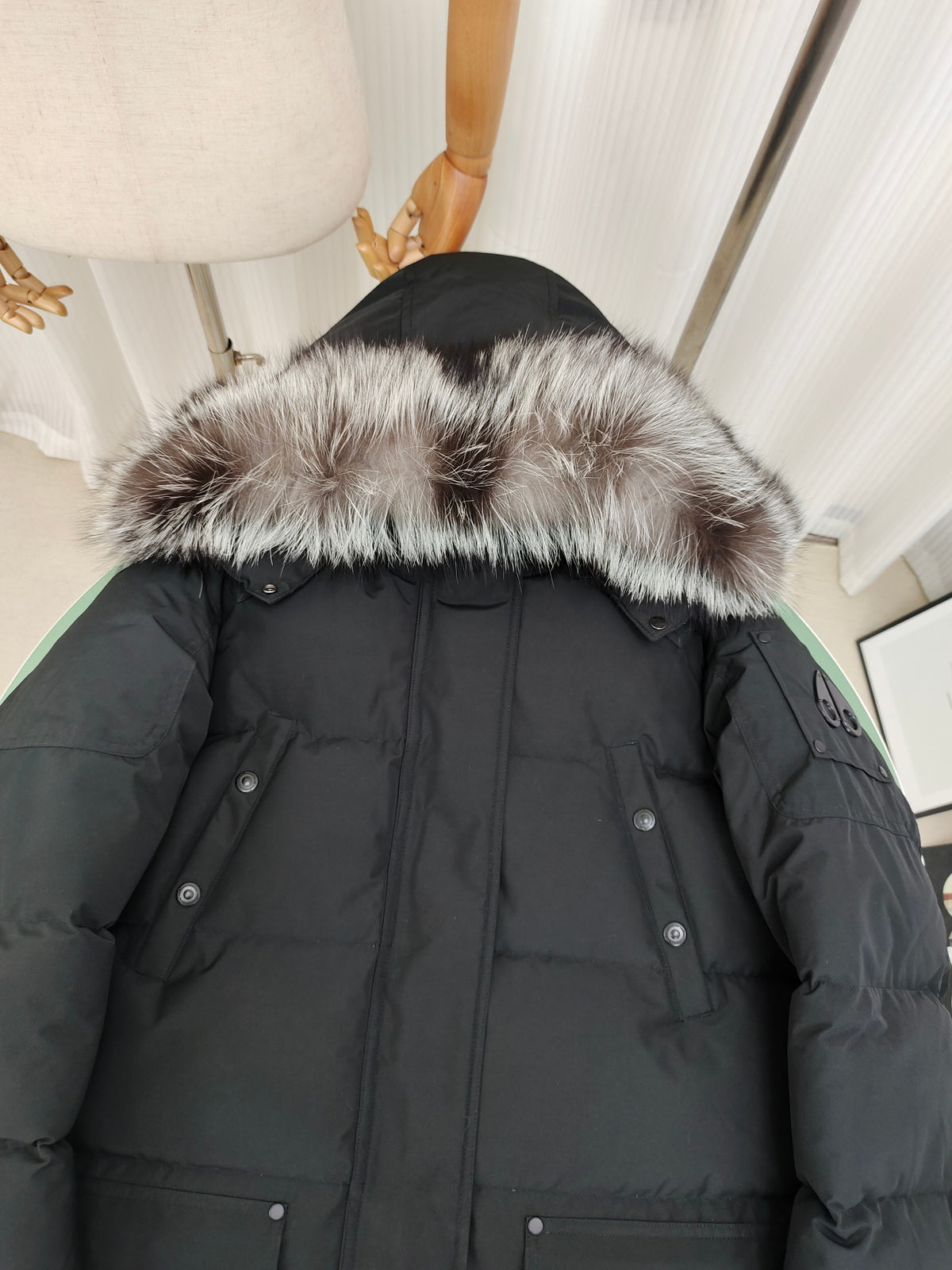 Moose Knuckles Graphite Grey Fox-Fur Hood Long Parka