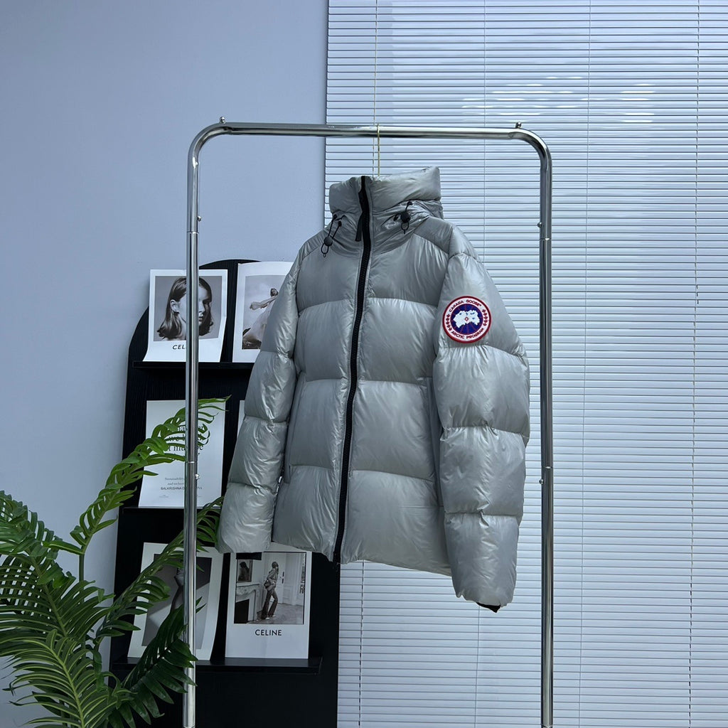Canada Goose Ice Grey Glossy Hooded Down Jacket