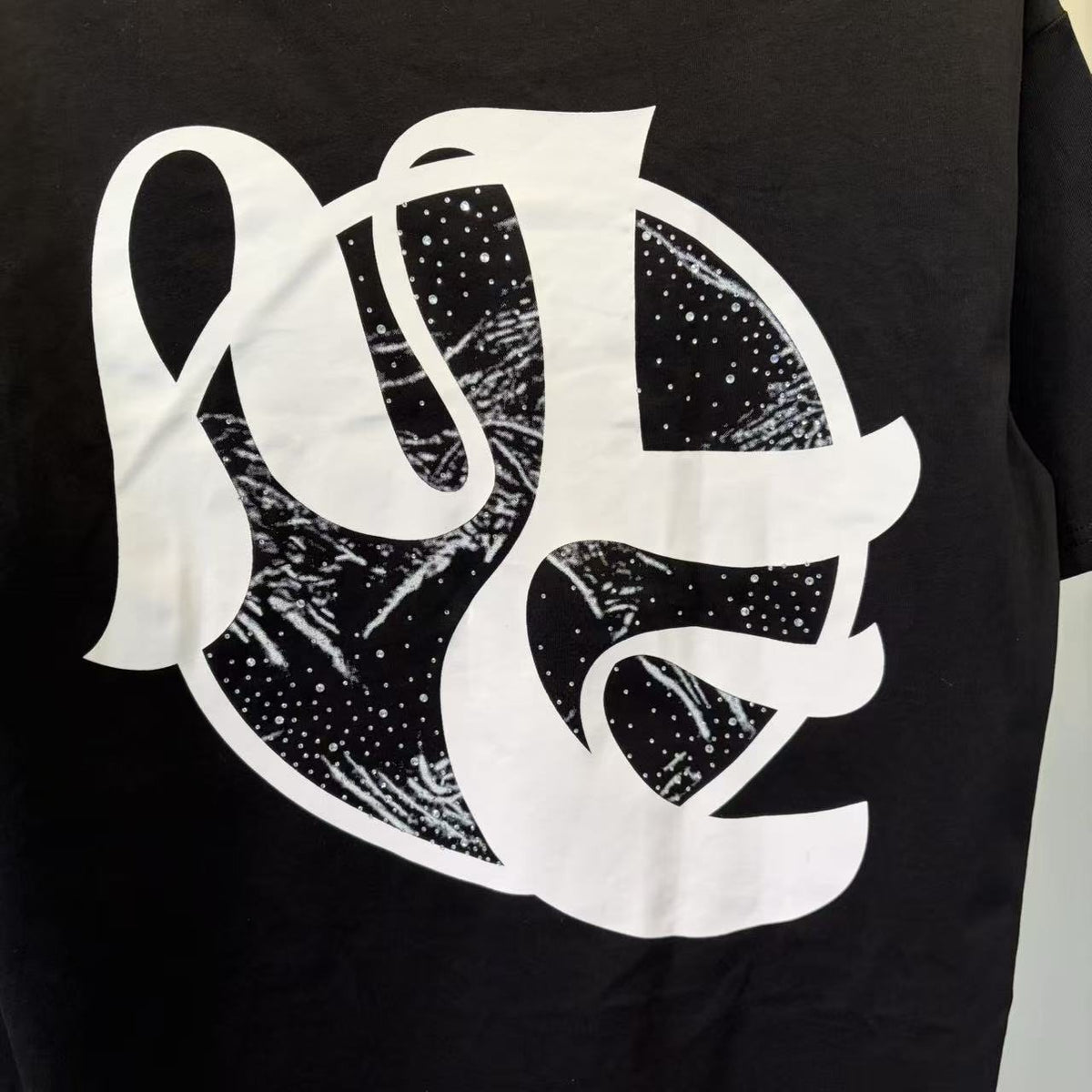 Black Abstract White Wordmark Graphic T-Shirt