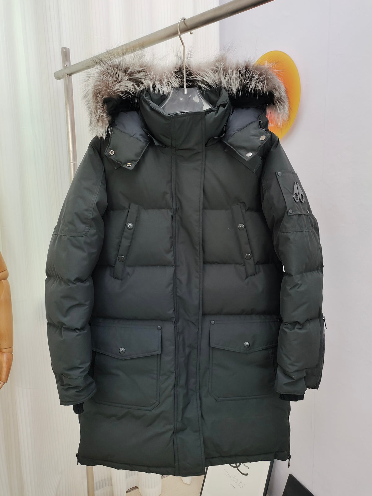 Moose Knuckles Graphite Grey Fox-Fur Hood Long Parka