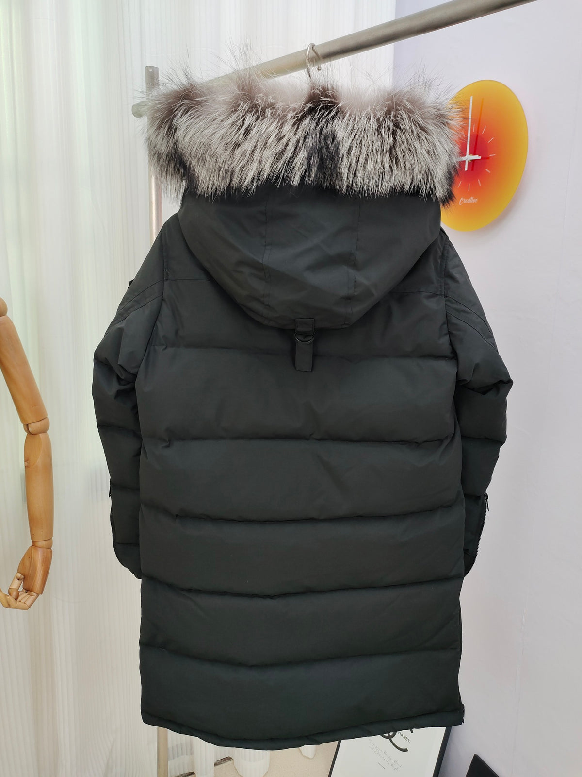 Moose Knuckles Graphite Grey Fox-Fur Hood Long Parka